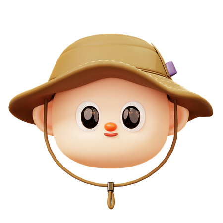 Emoji de cabeça de homem sorridente de campista  3D Illustration