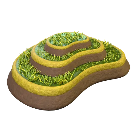 Campo de arroz mojado  3D Icon