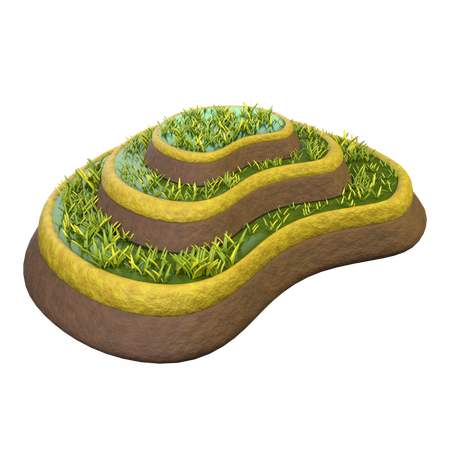 Campo de arroz molhado  3D Icon