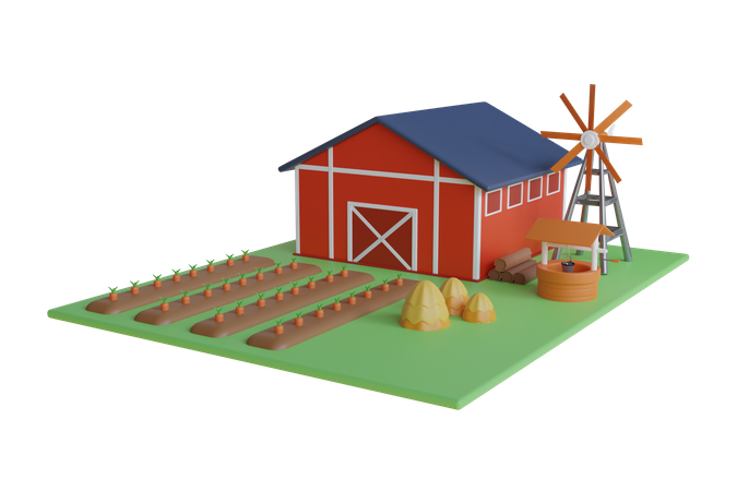 Campo de cultivo  3D Illustration