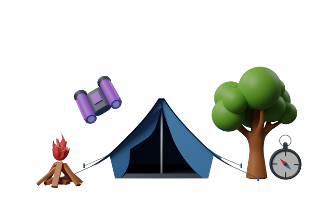 Campsite 3D Illustration