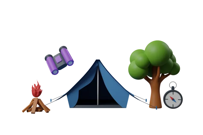 Campsite  3D Illustration