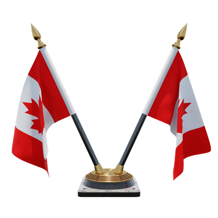 Canada Double Desk Flag Stand 3D Illustration