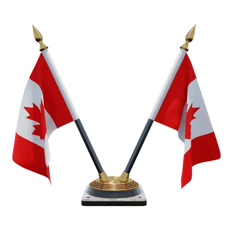Canada Double Desk Flag Stand 3D Illustration