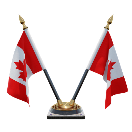 Canada Double (V) Desk Flag Stand  3D Icon