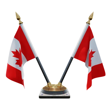 Canada Double (V) Desk Flag Stand  3D Icon