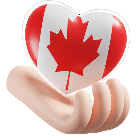 Canada Flag Heart Hand Care 3D Icon