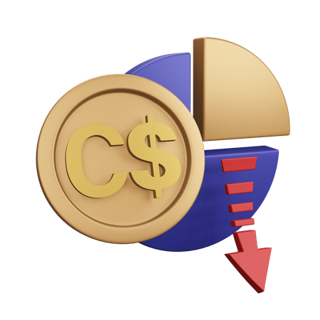 Canadian Dollar Decrease Monet Chart  3D Icon