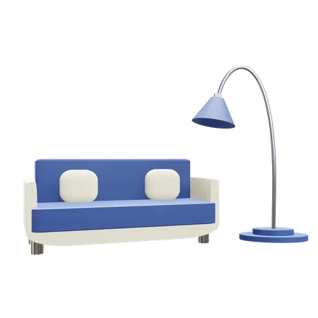 Canapé et lampe  3D Icon