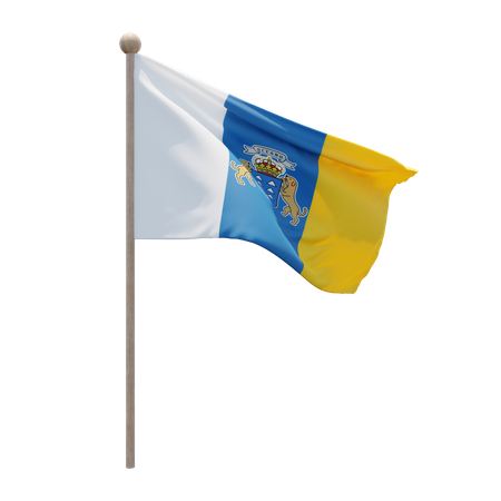 Canary Islands Flag Pole  3D Flag