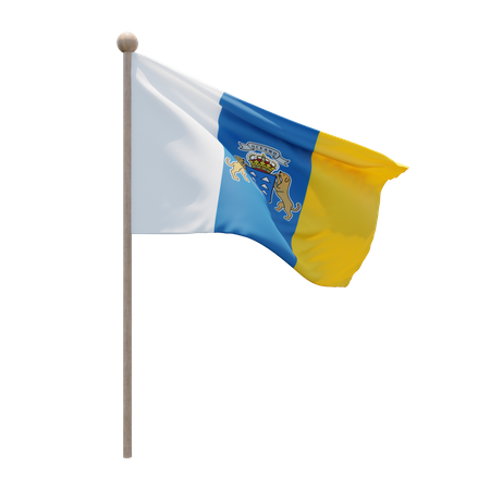 Canary Islands Flagpole  3D Flag