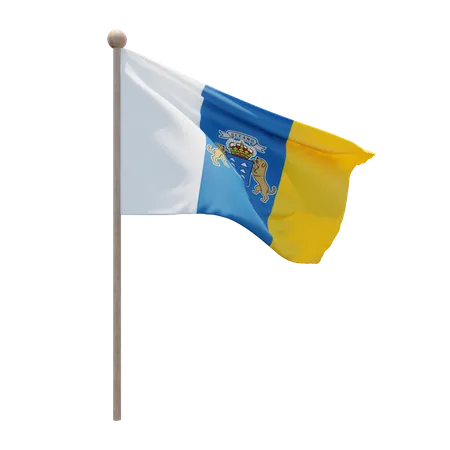 Canary Islands Flagpole  3D Flag