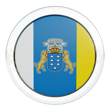 Canary Islands Round Flag  3D Icon