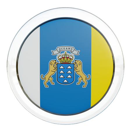 Canary Islands Round Flag  3D Icon
