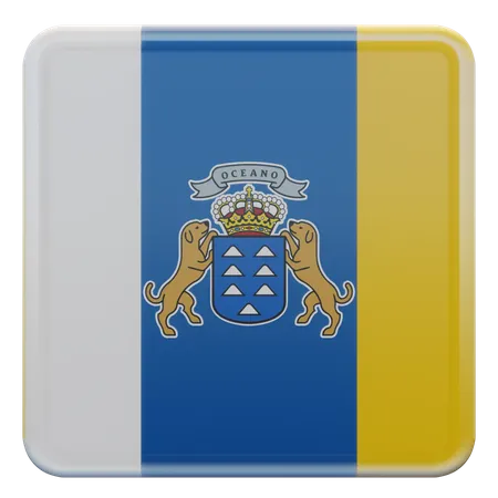 Canary Islands Square Flag  3D Icon