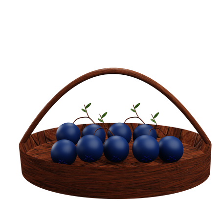 Cesta de frutos azules  3D Icon