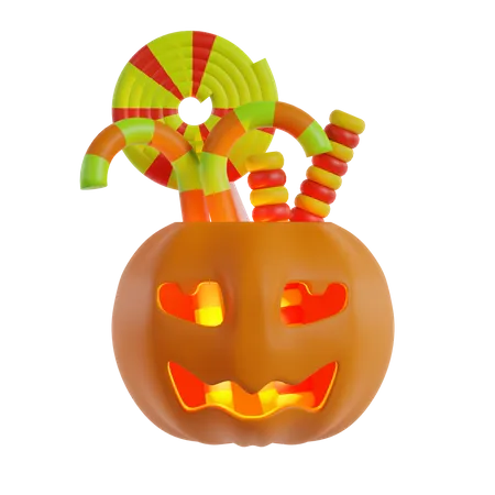 Canasta de halloween con dulces  3D Icon