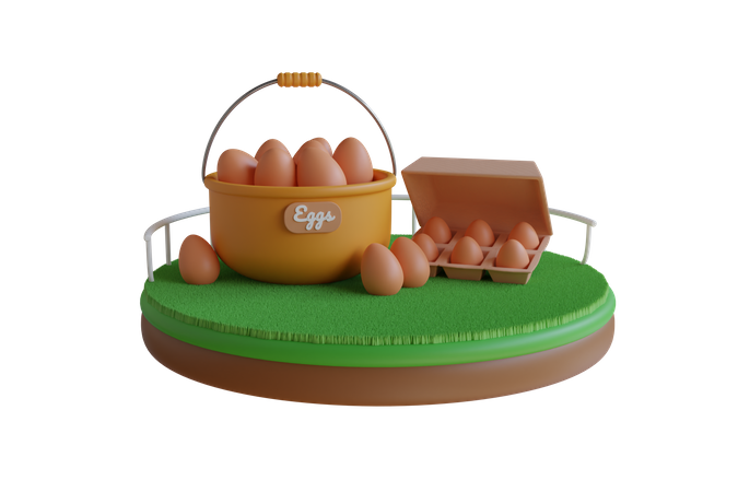 Canasta de huevos  3D Illustration