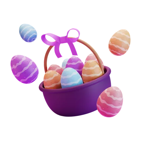 Canasta de huevos de pascua  3D Illustration