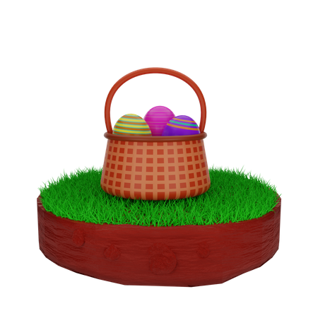 Canasta de huevos de pascua  3D Illustration