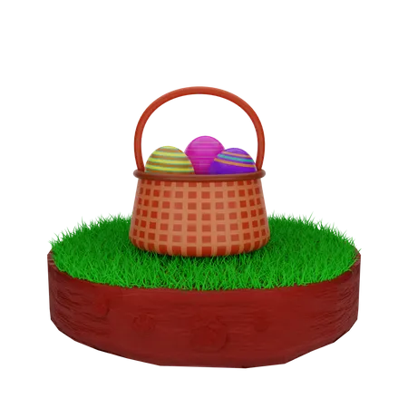 Canasta de huevos de pascua  3D Illustration