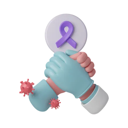 Handshake Symbolizing Partnership In Cancer Awareness World Cancer Day Concept February 4 Raise Awareness Prevention Detection Treatment Icon Design 3 D Illustration 3D Icon