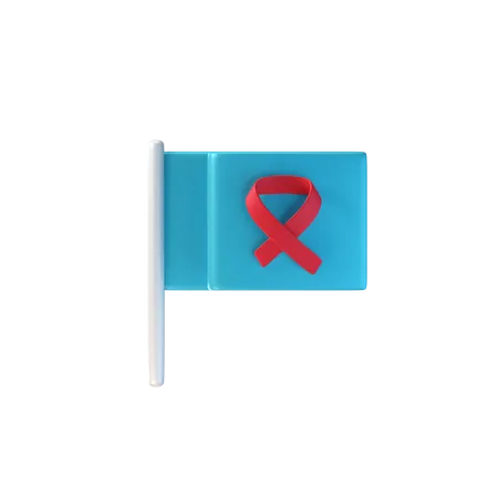 Cancer Awareness Flag  3D Icon