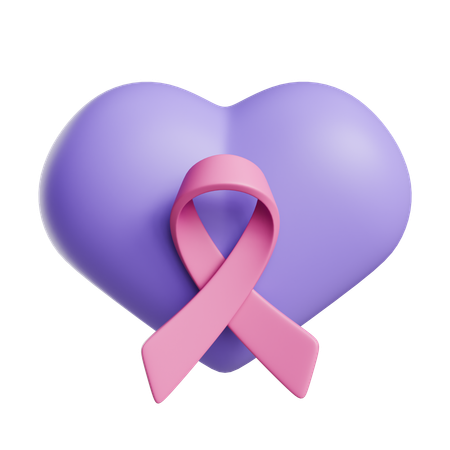 Cancer Campaign Heart Ribbon  3D Icon