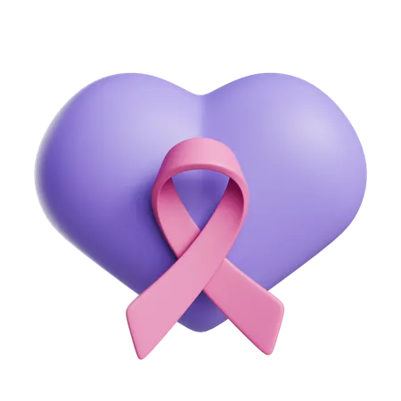 Cancer Campaign Heart Ribbon  3D Icon