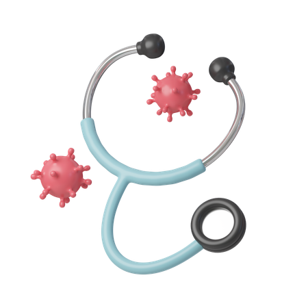 Cancer Cells And Stethoscope  3D Icon