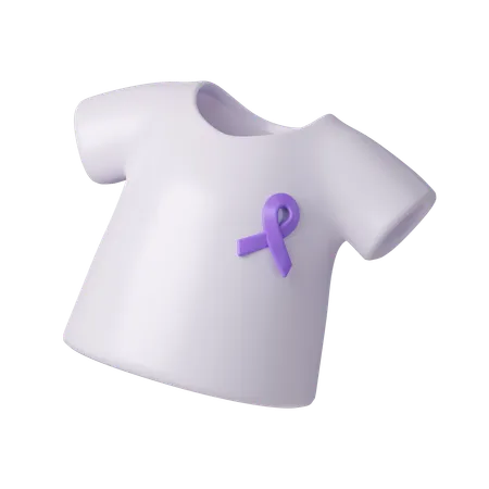 White T Shirt With Cancer Awareness Purple Ribbon World Cancer Day Concept February 4 Raise Awareness Prevention Detection Treatment Icon Design 3 D Illustration 3D Icon