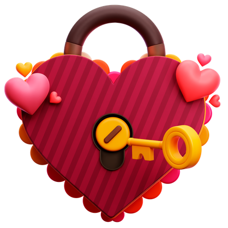 Candado llave de amor  3D Icon