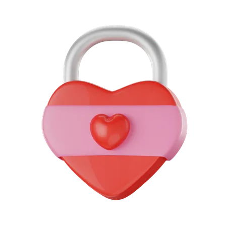 Cerradura en forma de corazón  3D Icon