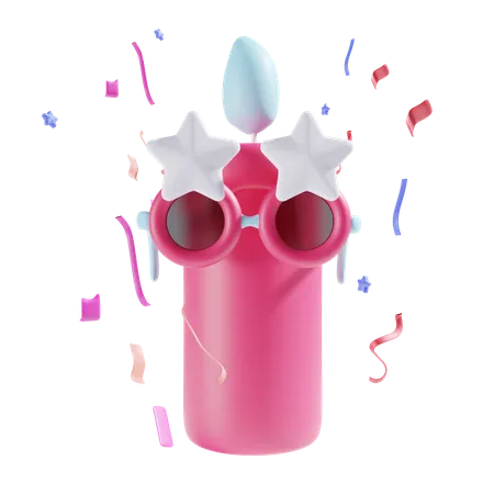 Candle Party With Confetti 3D Icon