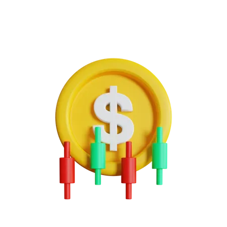 Usd Coin And Chart Candle 3D Icon