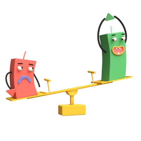 Candle chart fluctuation  3D Illustration