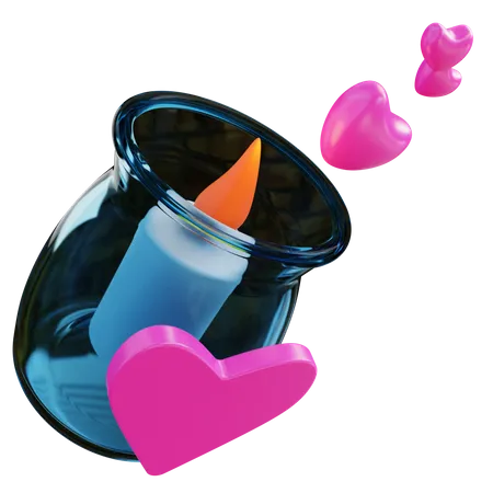 3 D Illustration Love Candle 3D Icon