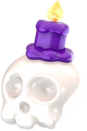 Candle On Skull  3D Icon