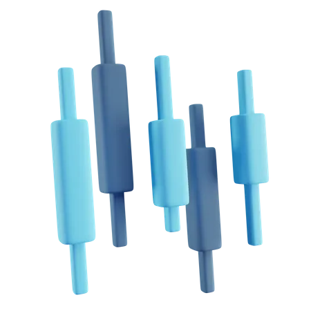 3 D Ilustration Of Candles Chart With Blue Color 3D Icon