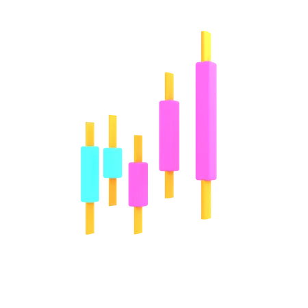 Candle Trading Chart  3D Illustration