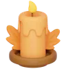 Candle With Autumn Leaves