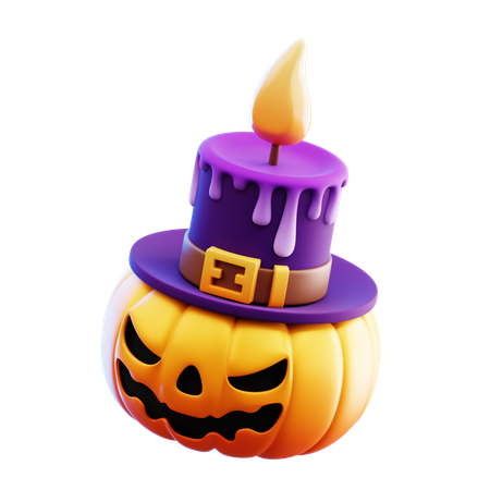 Candle With Pumpkin  3D Icon