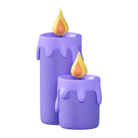 3 D Rendering Of Purple Candles Icon Isolated Halloween Theme 3D Illustration