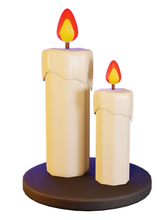 Two White Candles On A Stand 3D Icon