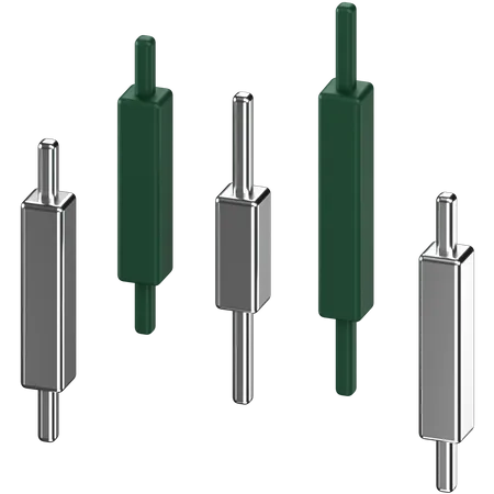 3 D Icon Of A Green And Silver Candle Chart 3D Icon