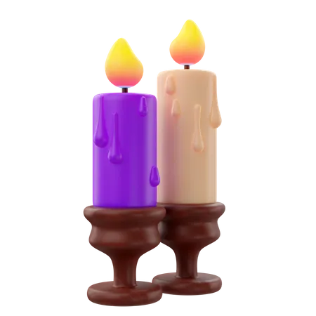 3 D Rendering Of Halloween Candles Icon 3D Icon