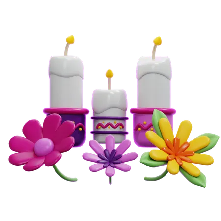 Candles And Flowers  3D Icon