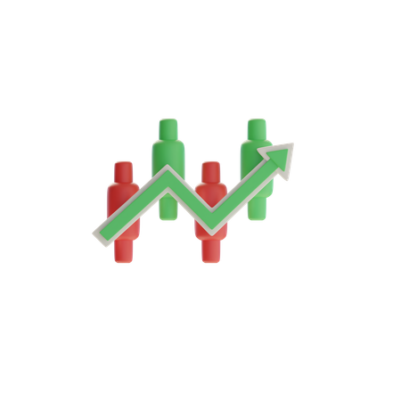 Candlestick Chart With Upward Arrow  3D Icon