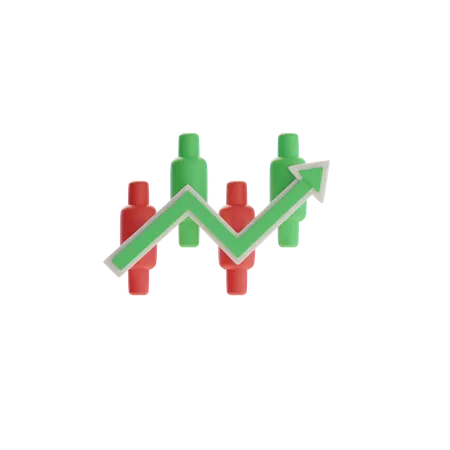 Candlestick Chart With Upward Arrow  3D Icon