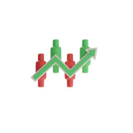 Candlestick Chart With Upward Arrow  3D Icon
